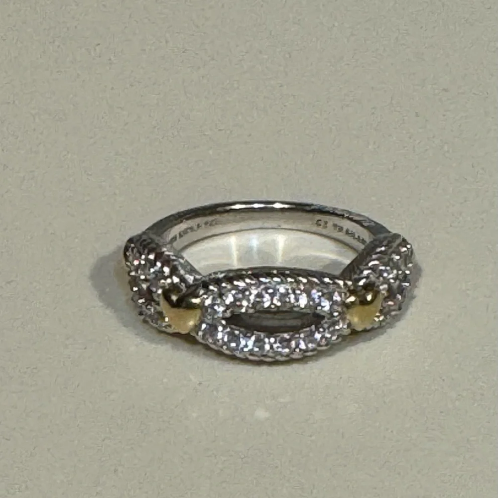 Judith Ripka Silver Ring with Gold Heart Accents - Picture 4 of 13